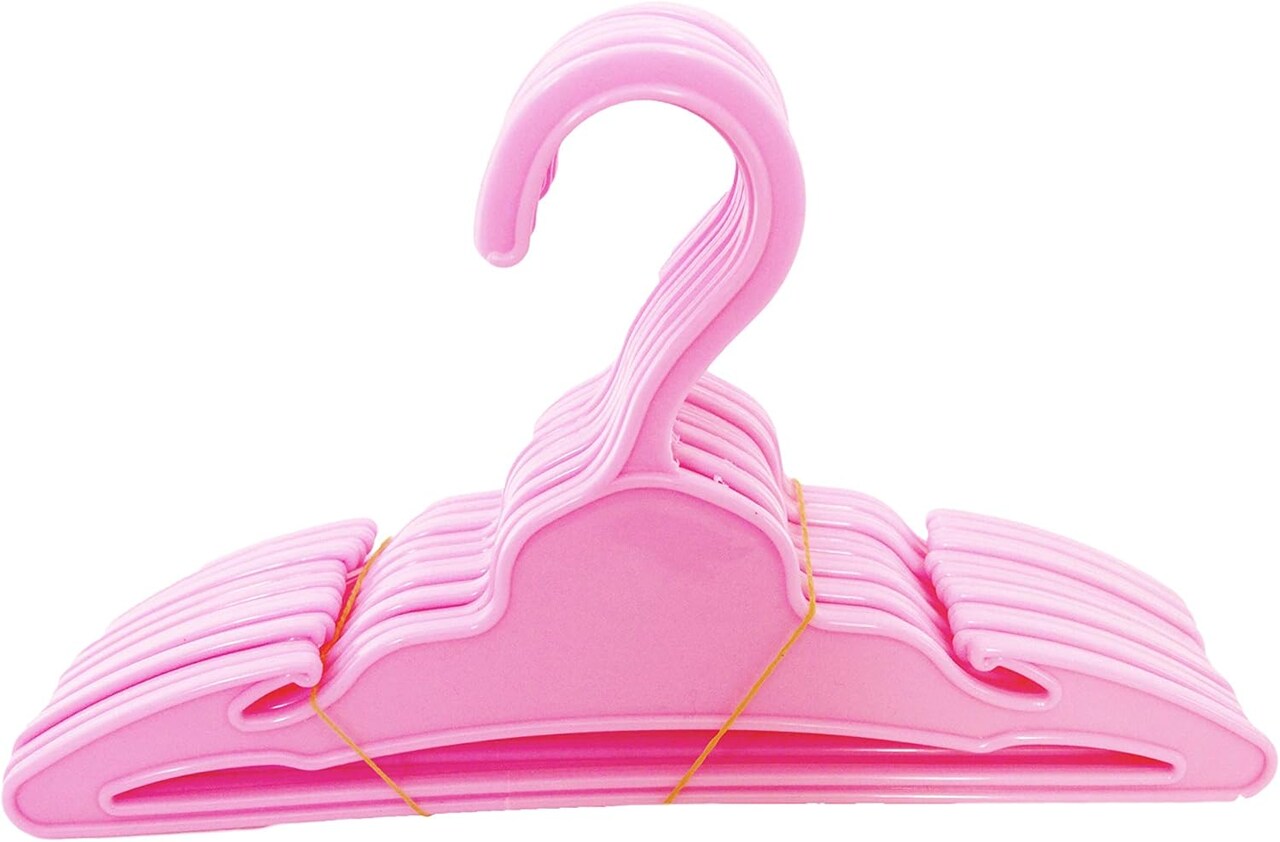 12 Pink Doll Clothes Hangers- 7 Inches Wide 1 Inch Hook- Fits 18 Inch Doll Clothes